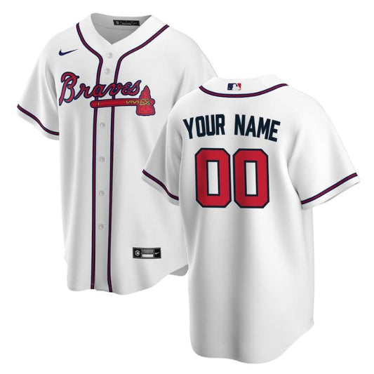 Atlanta Braves Unisex Home Customized Pro Jersey - White - Champions Jerseys