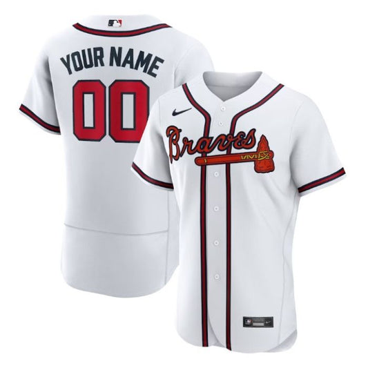 Atlanta Braves Unisex Home Pro Official Custom Jersey - White - Champions Jerseys