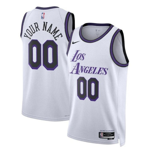 Los Angeles Lakers Unisex 2022/23 Swingman Custom Pro Jersey - City Edition - White - Champions Jerseys