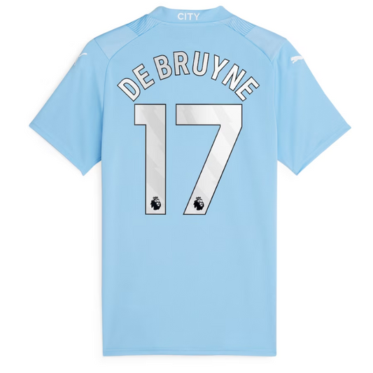 Manchester City Home Shirt 2023-24 - with De Bruyne 17 printing Jersey - Blue - Jersey Teams World