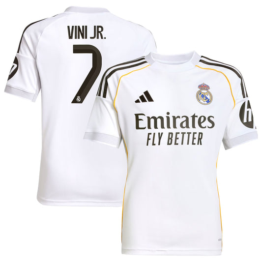 Vini Jr. Real Madrid adidas Youth 2025/26 Home Jersey - White