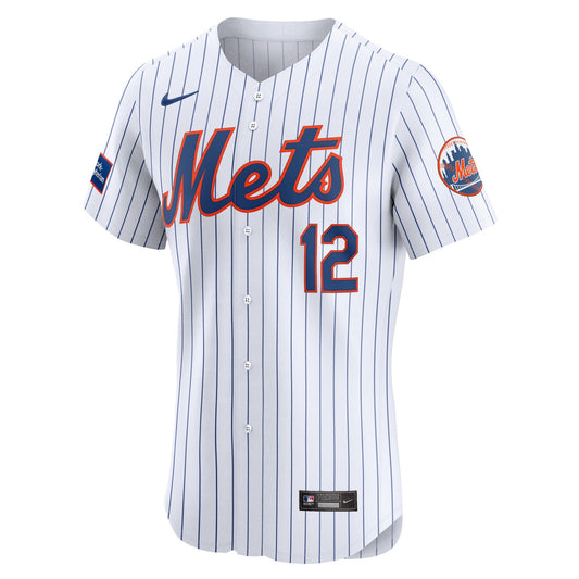 Francisco Lindor New York Mets Nike Home Elite Sponsor Patch Player Jersey - White