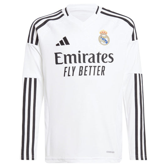 Real Madrid adidas Home Shirt 2024-25 - Kids - Long Sleeve with Mbappé 9 printing