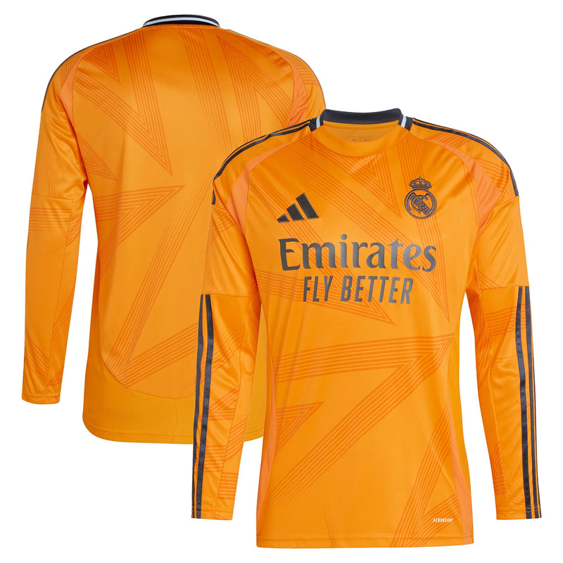 Real Madrid adidas 2024/25 Away Long Sleeve Jersey - Orange