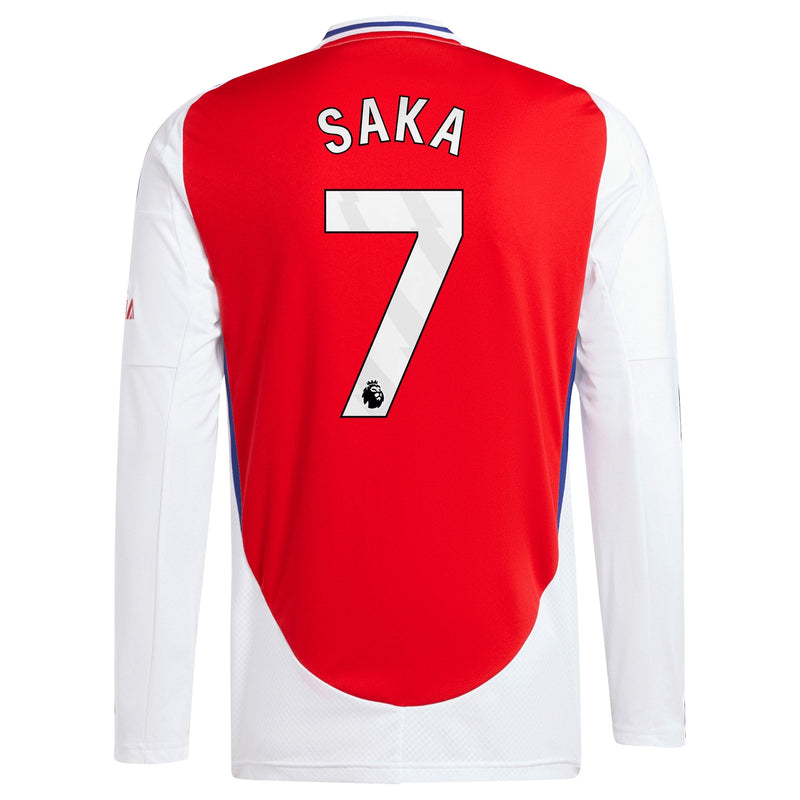 Bukayo Saka Arsenal adidas 2024/25 Home Long Sleeve Player Jersey – Red