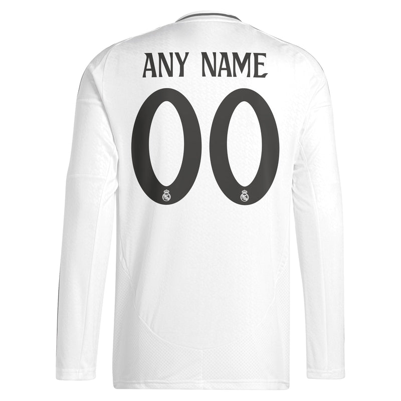 Real Madrid adidas 2024/25 Home Custom Long Sleeve Jersey - White