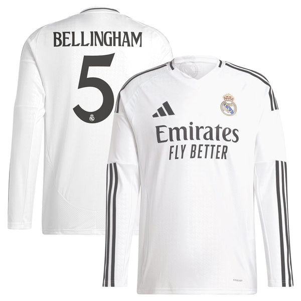 Jude Bellingham Real Madrid adidas 2024/25 Home Long Sleeve Player Jersey Authentic - White