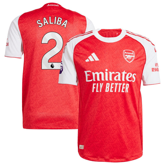 William Saliba Arsenal adidas 2025/26 Home Player Jersey - Red