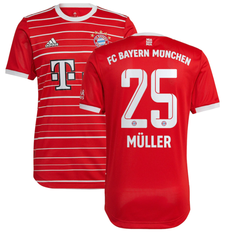 FC Bayern Munich Home Shirt 2022-23 with Müller 25 printing - - Jersey Teams World