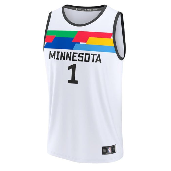 Anthony Edwards Minnesota Timberwolves Unisex 2022/23 Fastbreak Jersey - City Edition - White - Champions Jerseys