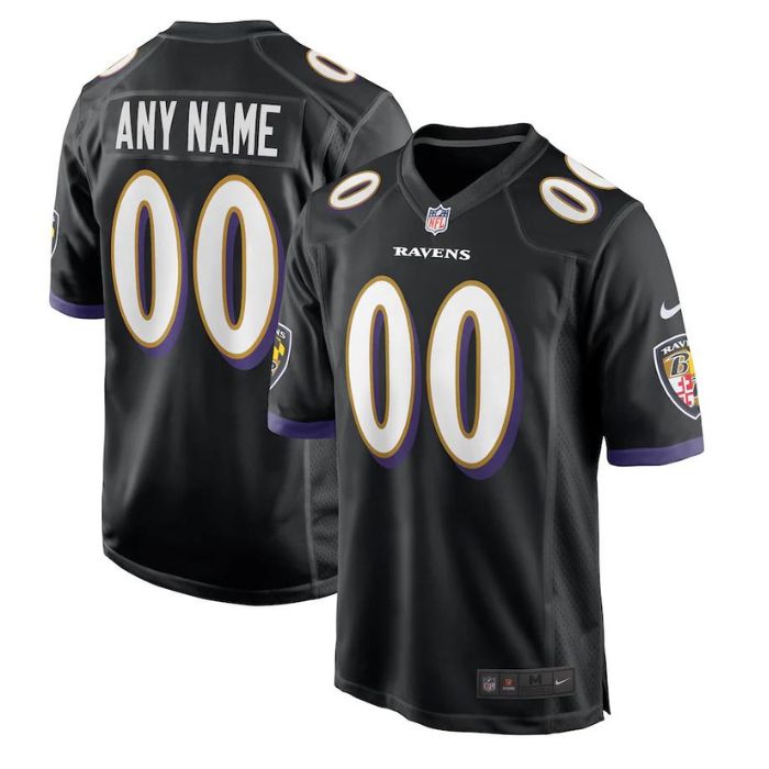 Baltimore Ravens Unisex Alternate Custom Game Jersey - Black - Champions Jerseys