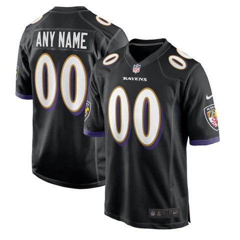 Baltimore Ravens Unisex Alternate Custom Game Jersey - Black - Champions Jerseys