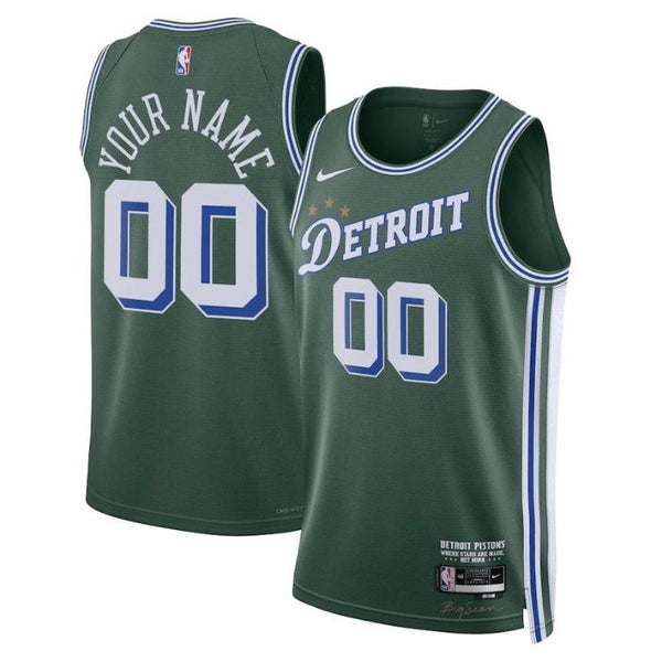 Detroit Pistons Unisex 2022/23 Swingman Custom Pro Official Jersey - City Edition - Green - Champions Jerseys