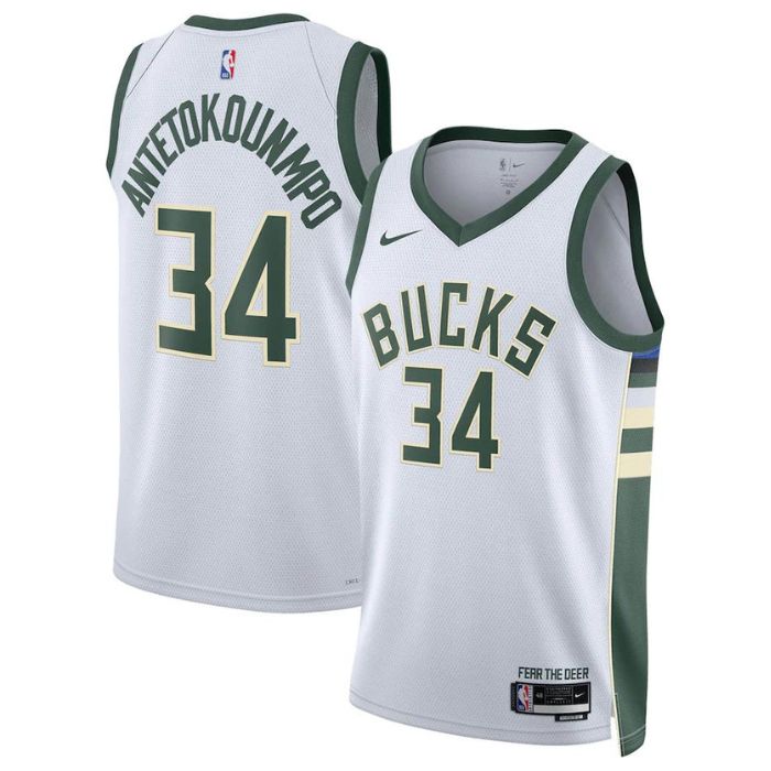 Giannis Antetokounmpo Milwaukee Bucks Unisex 2022/23 Swingman Jersey - Association Edition - White - Champions Jerseys