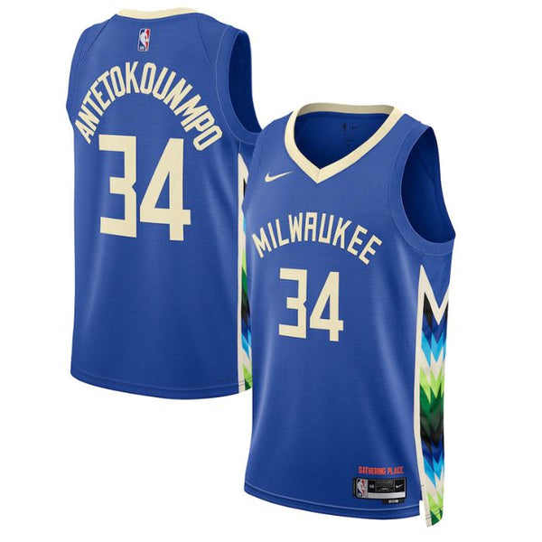 Giannis Antetokounmpo Milwaukee Bucks Unisex 2022/23 Swingman Jersey - City Edition - Royal - Champions Jerseys