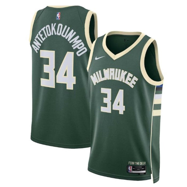 Giannis Antetokounmpo Milwaukee Bucks  Unisex 2022/23 Swingman Pro Jersey - Icon Edition - Hunter Green - Champions Jerseys