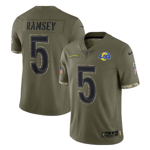 Jalen Ramsey 5 Player Los Angeles Rams  Salute To Service Limited Jersey 2023/24 - Olive