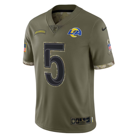 Jalen Ramsey 5 Player Los Angeles Rams  Salute To Service Limited Jersey 2023/24 - Olive