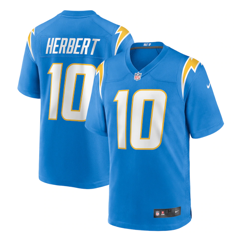 Justin Herbert 10 Player Los Angeles Chargers Game Jersey 2023/24 - Powder Blue