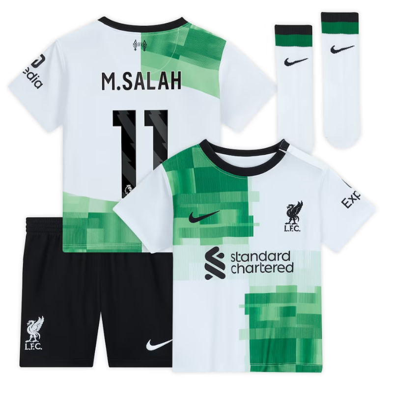 Liverpool Away Kit - 2023-24 - Kids with M.Salah 11 printing Jersey - White