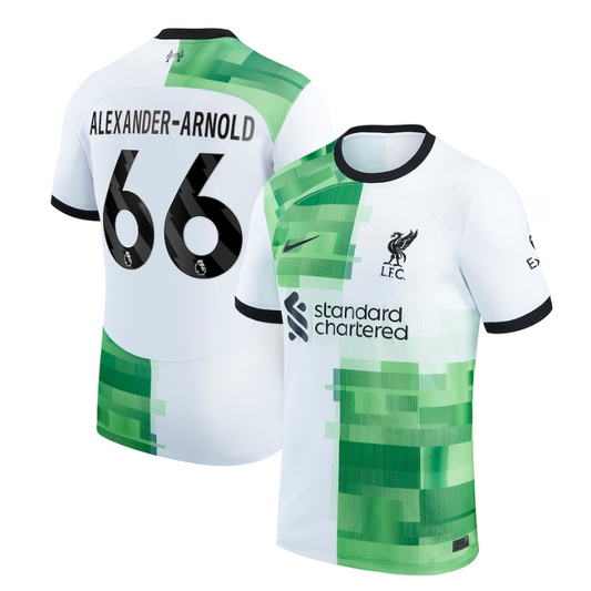 Liverpool Away Shirt - 2023-24 with Alexander-Arnold 66 printing Jersey - White