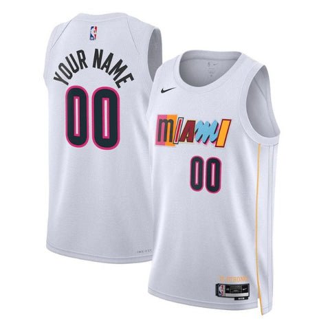 Miami Heat Unisex 2022/23 Swingman Custom Pro Official Jersey - City Edition - White - Champions Jerseys