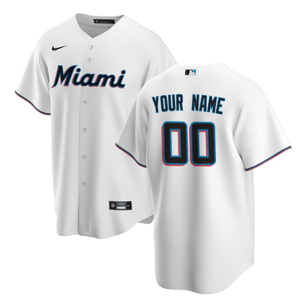 Miami Marlins Team Home Custom Jersey - White - Champions Jerseys