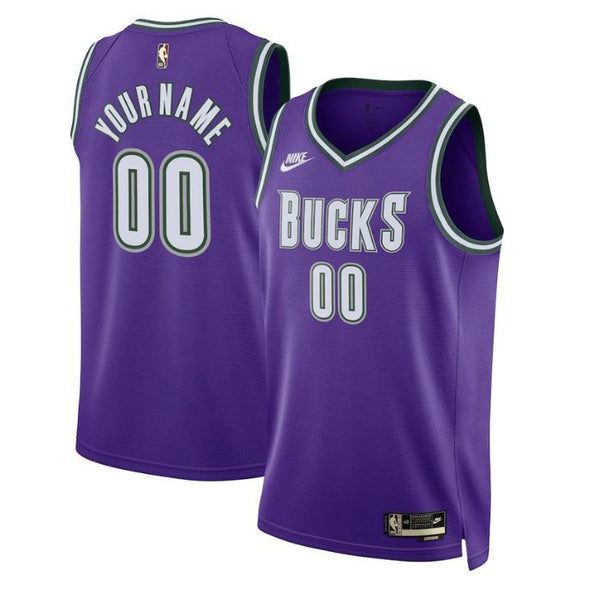 Milwaukee Bucks Unisex 2022/23 Custom Swingman Pro Official Jersey - Classic Edition - Purple - Champions Jerseys