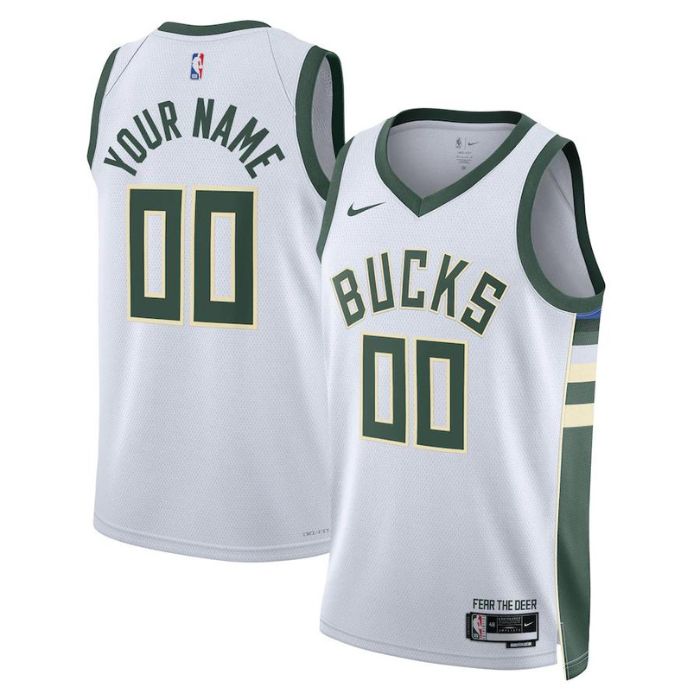 Milwaukee Bucks Unisex 2022/23 Swingman Customized Jersey White - Association Edition - Champions Jerseys