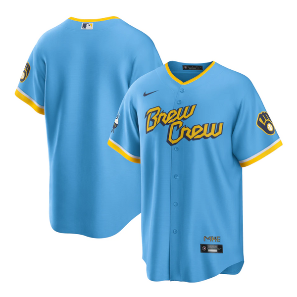 Milwaukee Brewers 2022 City Connect Team Custom Jersey - Powder Blue - Champions Jerseys