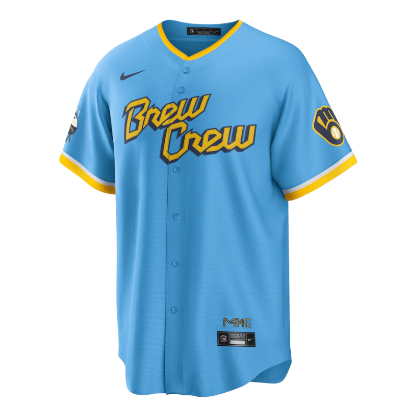 Milwaukee Brewers 2022 City Connect Team Custom Jersey - Powder Blue - Champions Jerseys