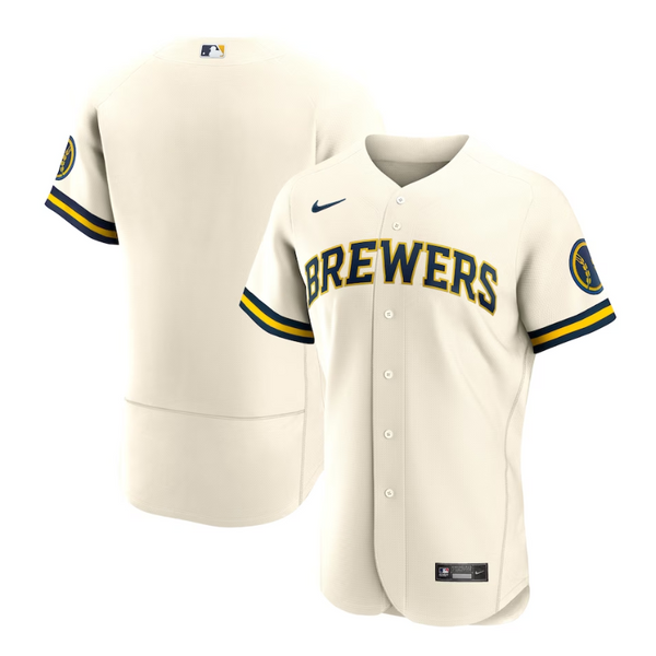 Milwaukee Brewers Home Team Logo Customized Jersey - Cream - Champions Jerseys