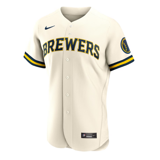 Milwaukee Brewers Home Team Logo Customized Jersey - Cream - Champions Jerseys