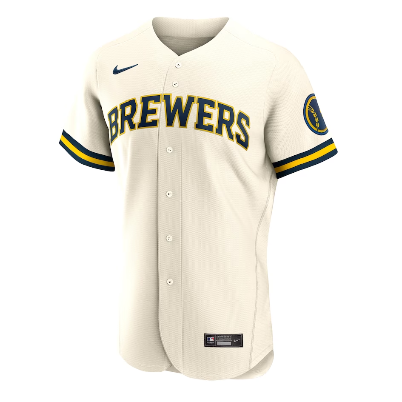 Milwaukee Brewers Home Team Logo Customized Jersey - Cream - Champions Jerseys