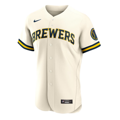 Milwaukee Brewers Home Team Logo Customized Jersey - Cream - Champions Jerseys