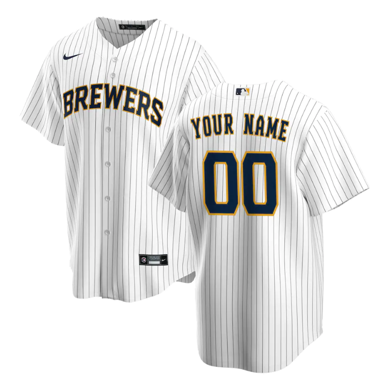 Milwaukee Brewers Team Alternate Custom Jersey - White - Champions Jerseys