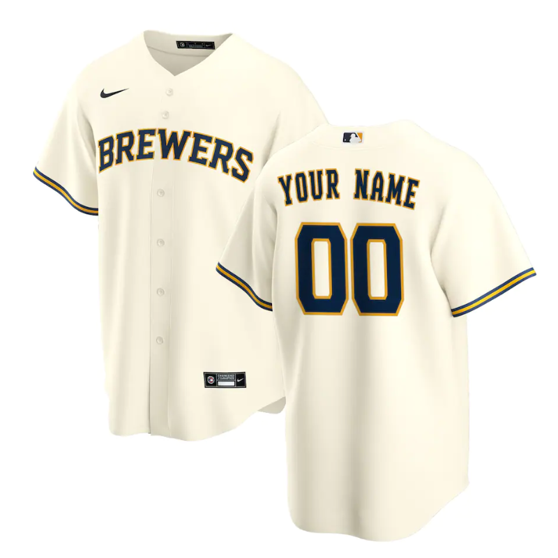 Milwaukee Brewers Team Home Custom Jersey - Cream - Champions Jerseys