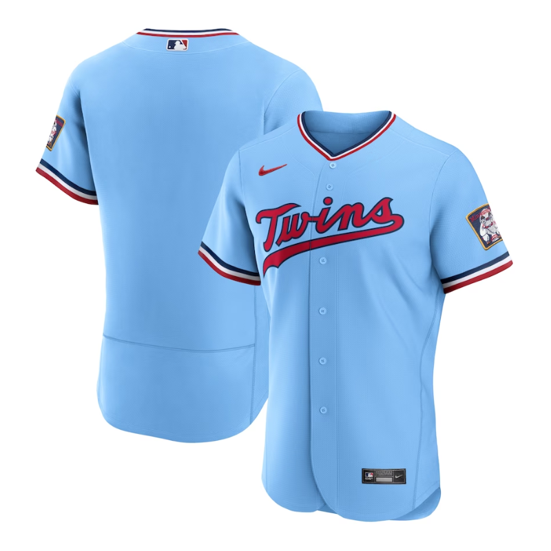 Minnesota Twins Alternate Team Logo Custom Jersey - Light Blue - Champions Jerseys