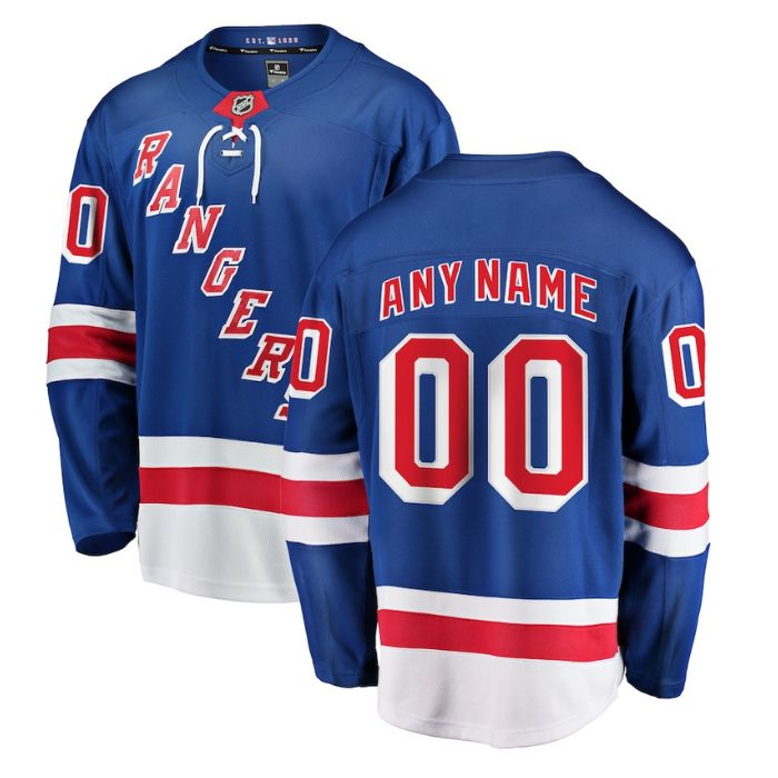New York Rangers Unisex Home Breakaway Pro Custom Jersey - Blue - Champions Jerseys