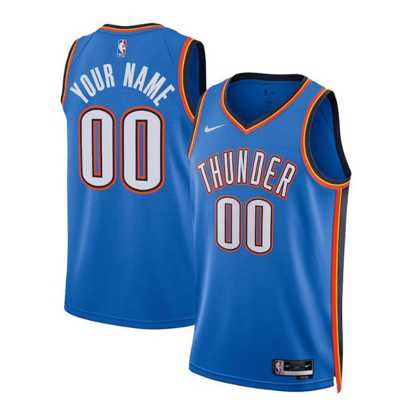 Oklahoma City Thunder Unisex 2022/23 Swingman Custom Jersey Blue - Icon Edition - Champions Jerseys