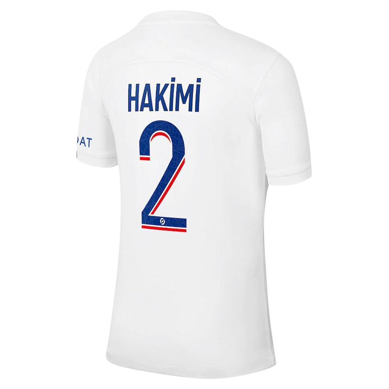 Paris Saint-Germain Third Stadium Shirt 2022-23 with Hakimi 2 printing Unisex - White - Jersey Teams World