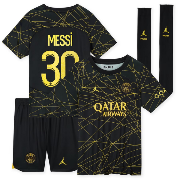 Paris Saint-Germain Fourth 2022-23 - Little Kids with Messi 30 printing - Jersey Teams World