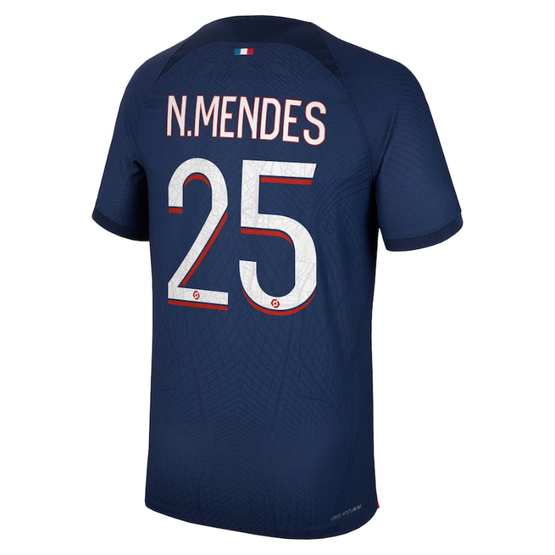 Paris Saint-Germain Team Home Shirt 2023-24 with Jersey N.Mendes 25 printing - Blue - Jersey Teams World