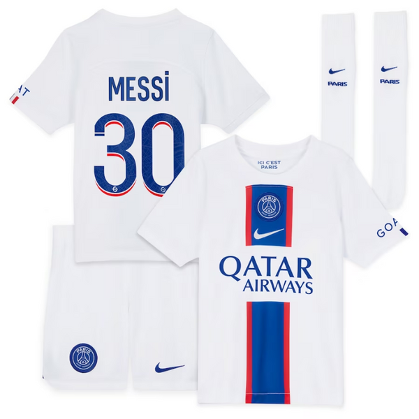 Paris Saint-Germain Third  2022-23 - Little Kids with Messi 30 printing - Jersey Teams World