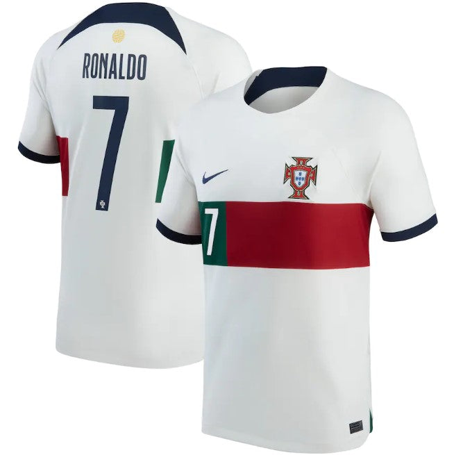 Portugal National Team Away Shirt 2022 with Ronaldo 7 printing Jersey - White - Jersey Teams World