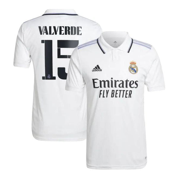 Real Madrid Home Unisex Shirt 2022-23 with Valverde 15 printing - Jersey Teams World