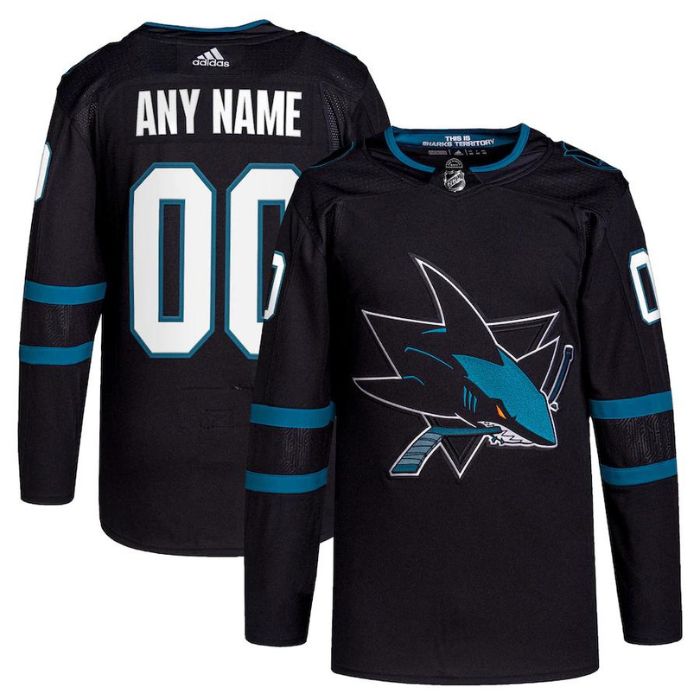 San Jose Sharks Unisex Alternate Primegreen Pro Custom Jersey - Black - Champions Jerseys