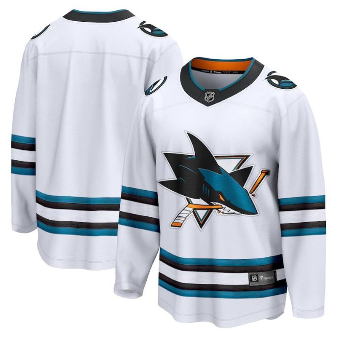 San Jose Sharks Unisex Away Premier Breakaway Customized Jersey - White - Champions Jerseys