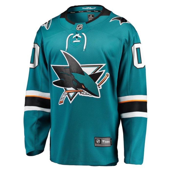 San Jose Sharks Unisex Home Breakaway Customized Jersey - Teal - Champions Jerseys