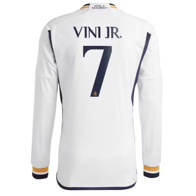 Vini Jr. Real Madrid Home Shirt 2023-24 Jersey Player- White Long Sleeve